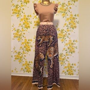 Leopard Print Wide-Leg Pants